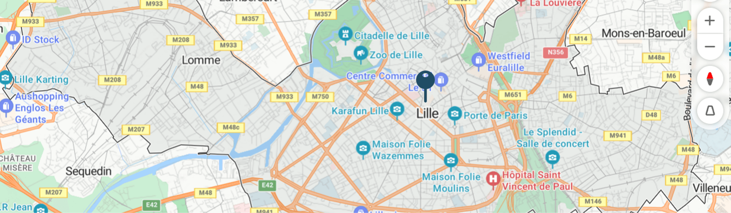 Carte de la métropole lilloise illustrant la zone d'intervention de Quomit en conseil IT, pilotage de projets stratégiques et management de transition DSI dans les Hauts-de-France.